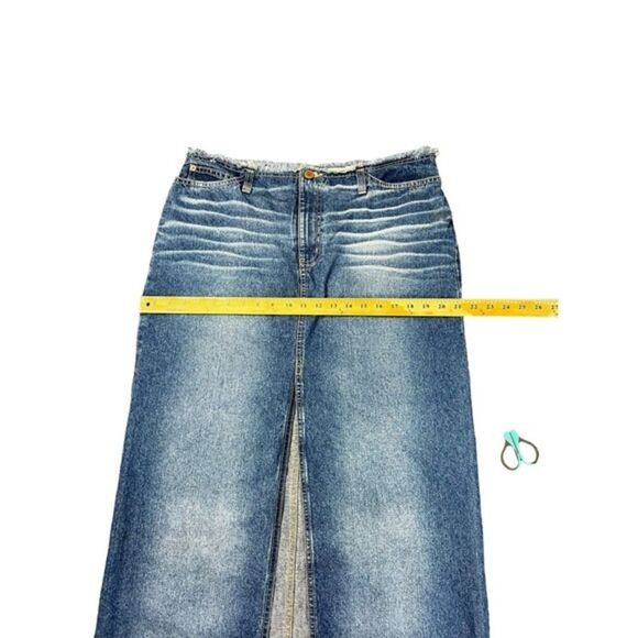 R4R Jeans Slit Skirt Frayed‎ Waist & Hem Denim Distressed Size 15 - Picture 6 of 9